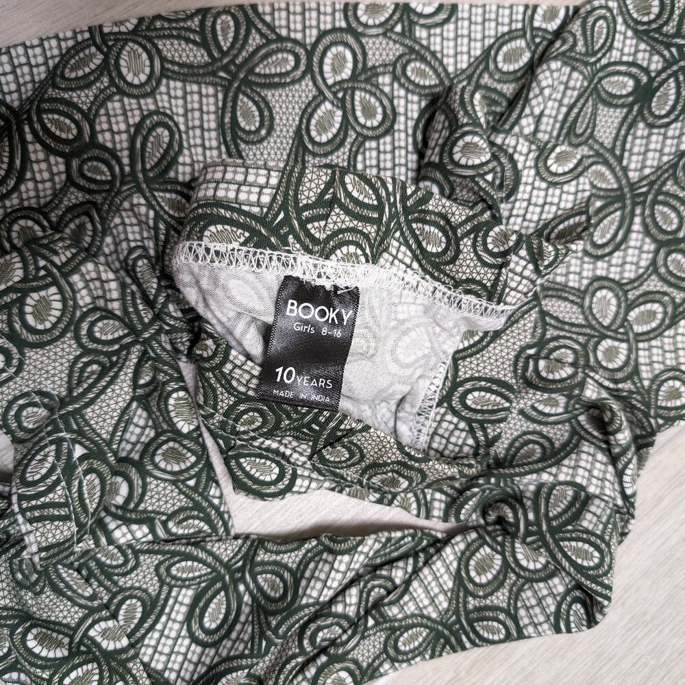 Booky Full length Soft Cotton stretchy leggings Skinny Fit Green knots NWOT - Picture 4 of 5